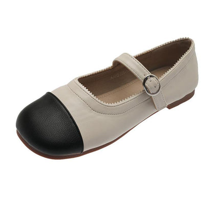 Black Faux Leather Loafers for Buckle Strap Splicing Loafer Shoes