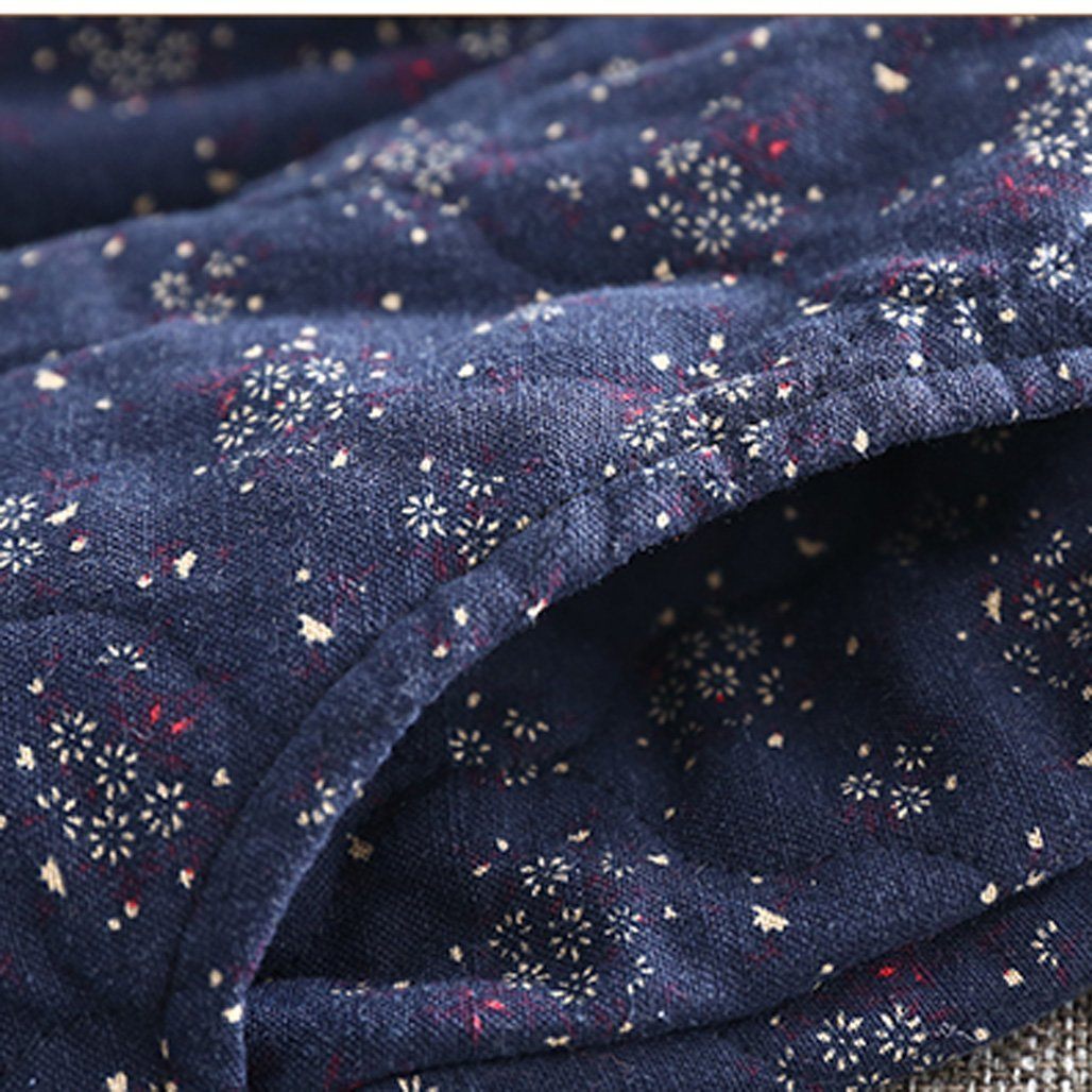 Winter Retro Linen Printed Quilted Skirt