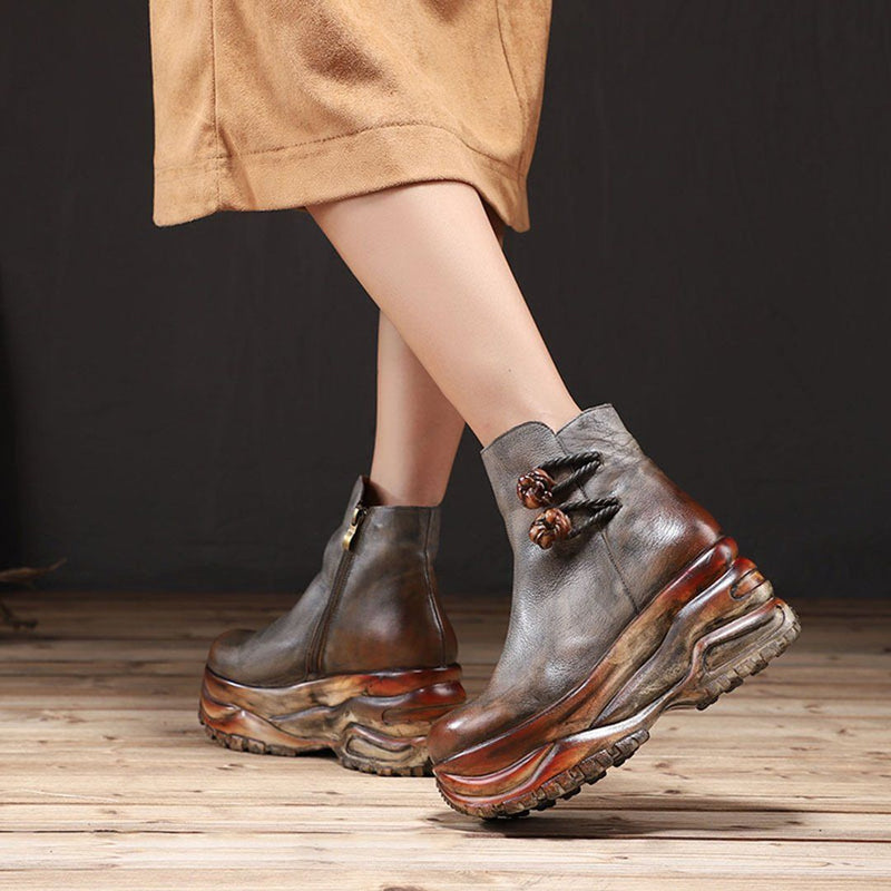 Cozy Leather Handmade Height Inceasing Boots Shoes