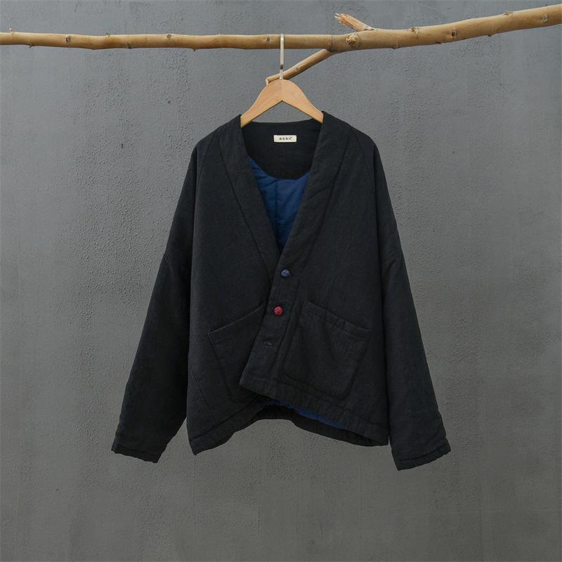 Autumn Winter Cotton Linen Retro Warm Coat
