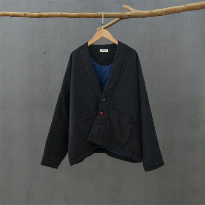 Autumn Winter Cotton Linen Retro Warm Coat