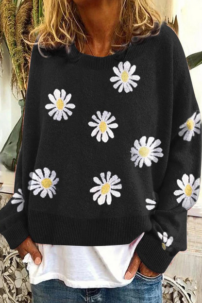 Round Neck Print Sweater
