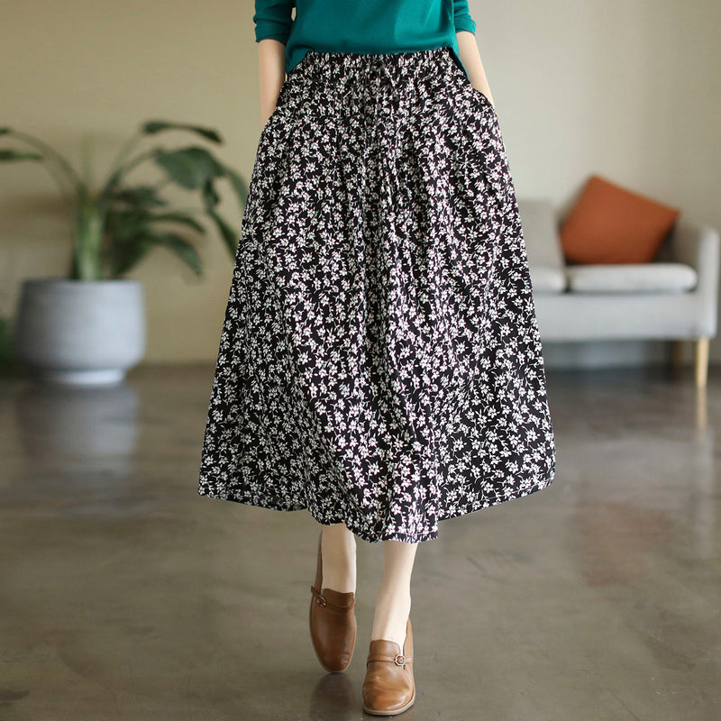 Cozy Retro Cotton A-line Skirt