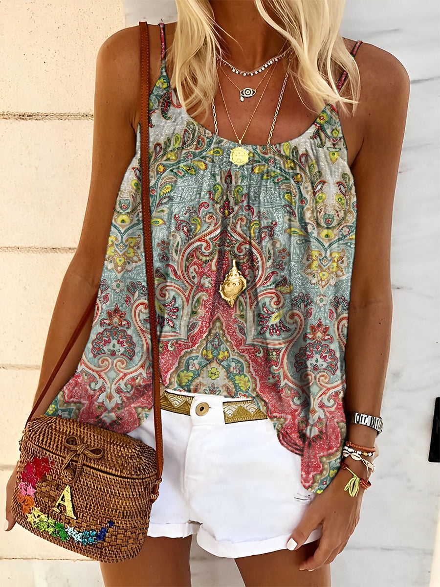 Women's Retro Pattern Art Print Tank Top