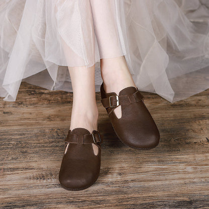 Leather Retro Flat Slippers