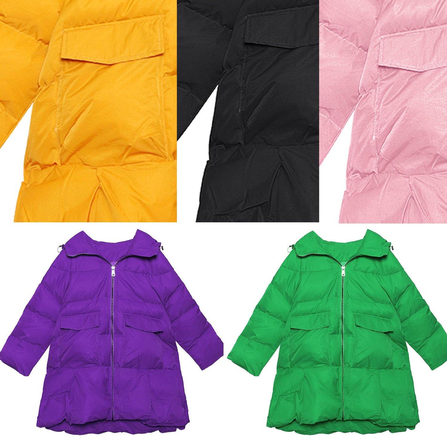 Jackets & Coats Big Pockets Outwear Pink Thick Hooded Overcoat