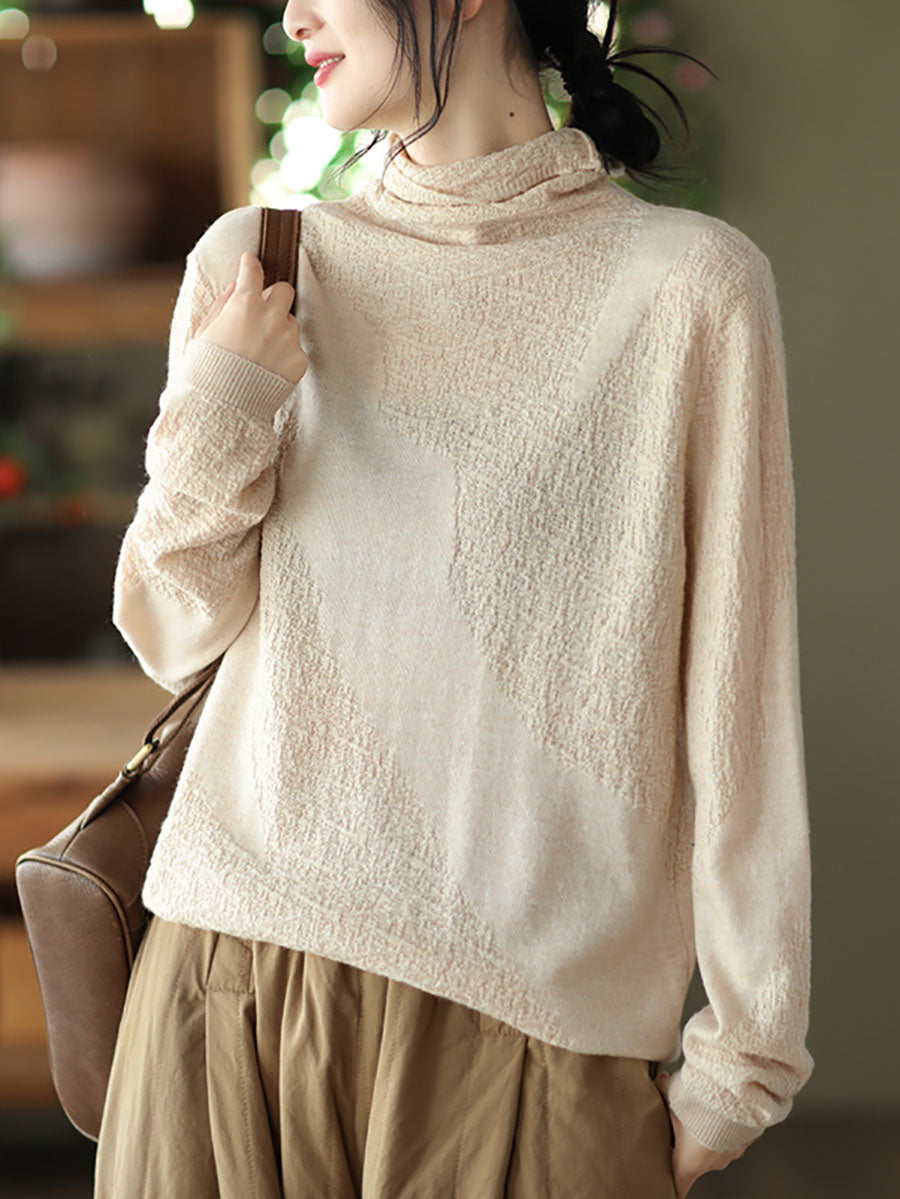 Jacquard Turtleneck Loose Sweater