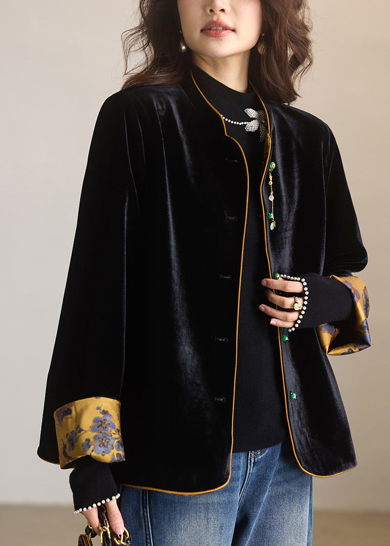 New Chinese Style Silk Velour Jacquard Wear on Both Sides Jacket Spring