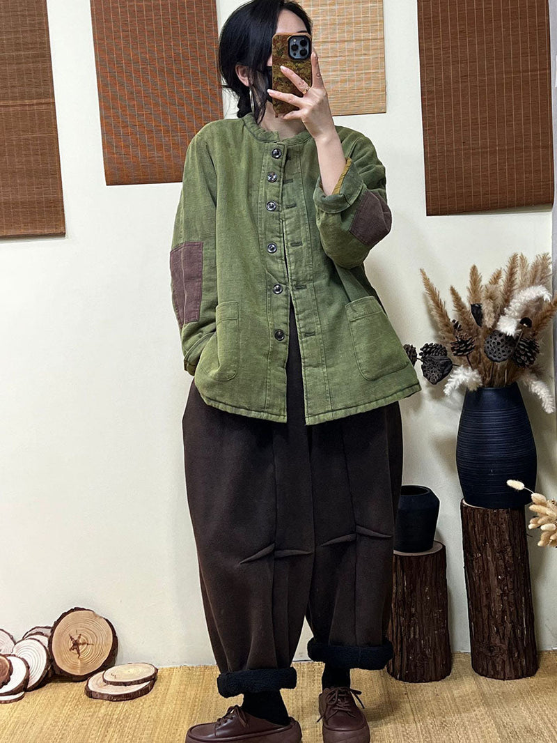 Patchwork Single Breasted Thick Coat