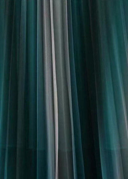 Gradient Color Wrinkled Elastic Waist Tulle Skirts Summer