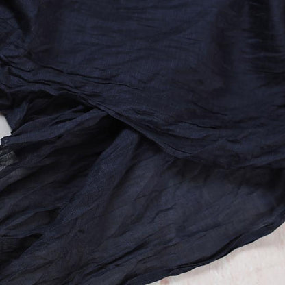 Boutique Blue Silk Linen Dresses O Neck Baggy Dresses Tie Waist Caftans Short Sleeve a Line Skirts