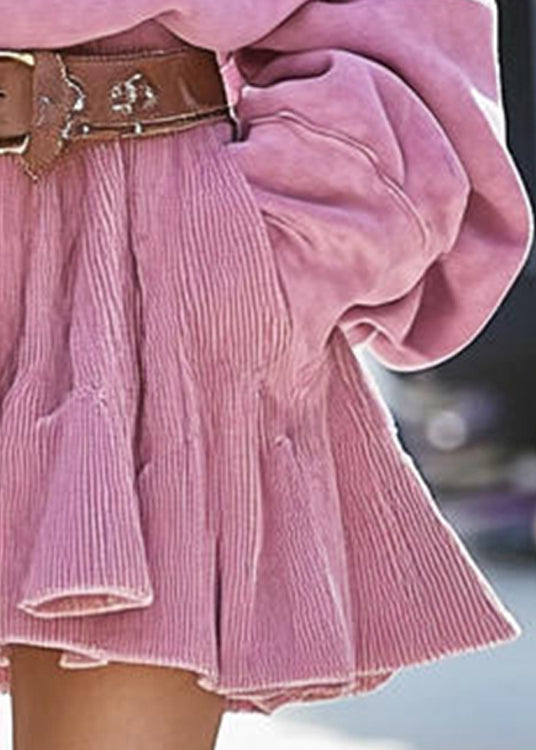New Pink Hooded Sweatshirt and Skirts Cotton Two Pieces Set Spring