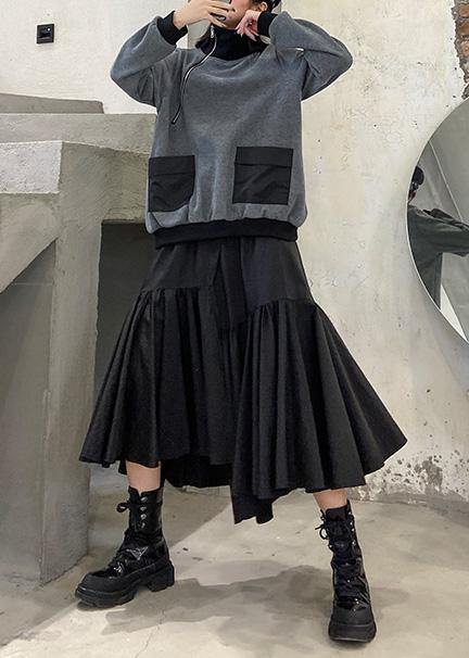 Asymmetric Skirts Elastic Waist Ruffles Skirts