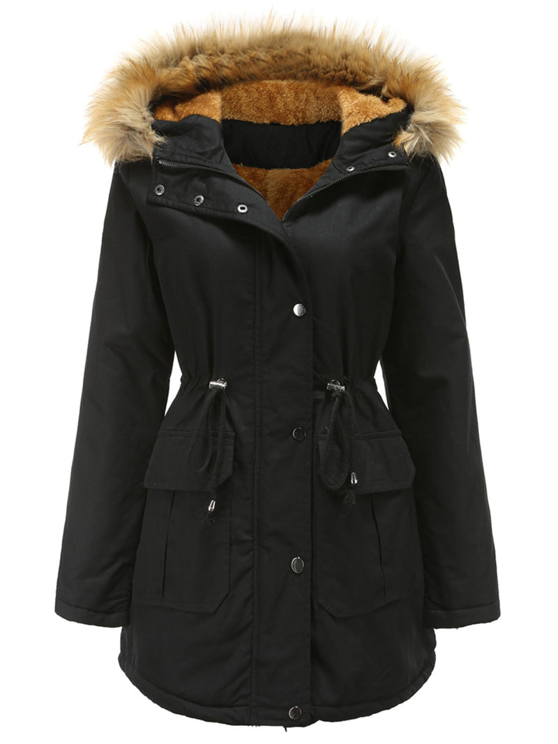 Coat Street Daily Winter Plush Long Coat Color Oversized Fur Warm Coat
