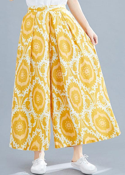 Printed Wide Leg Pants Elastic Waist Wild Pants Skirt
