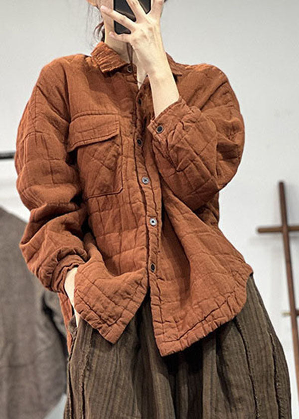 Diy Orange Peter Pan Collar Fine Cotton Filled Linen Coats Winter