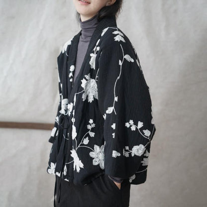 Winter Warm Cotton Padded Retro Embroidery Coat