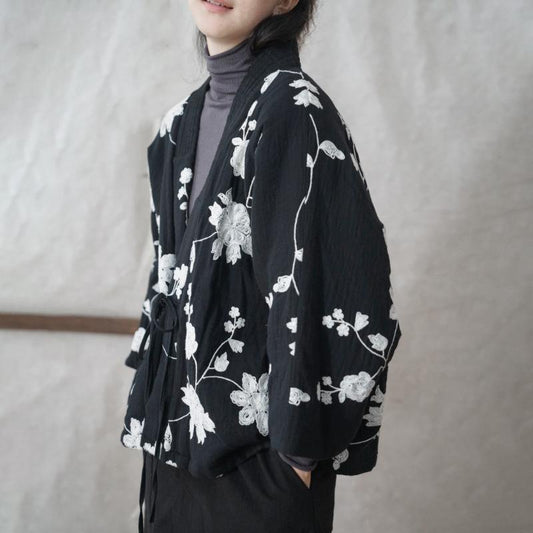 Winter Warm Cotton Padded Retro Embroidery Coat