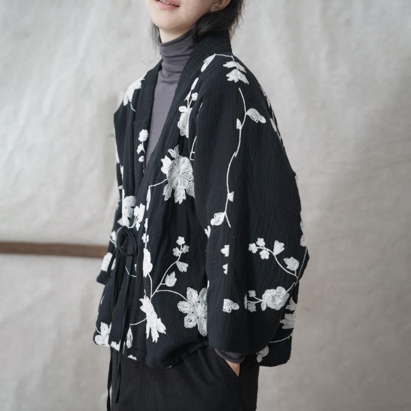 Winter Warm Cotton Padded Retro Embroidery Coat