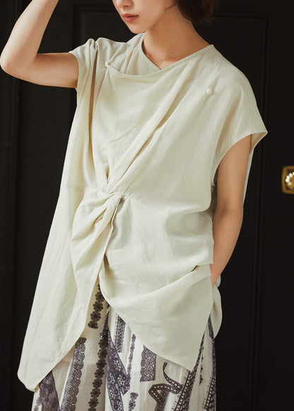 New White Button Front Open Cotton Shirt Summer
