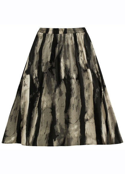Print Pockets Patchwork Elastic Waist Maxi Skirt Fall