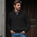 Men's Plaid Jacquard Button Stand Collar Sweater artswardrobe