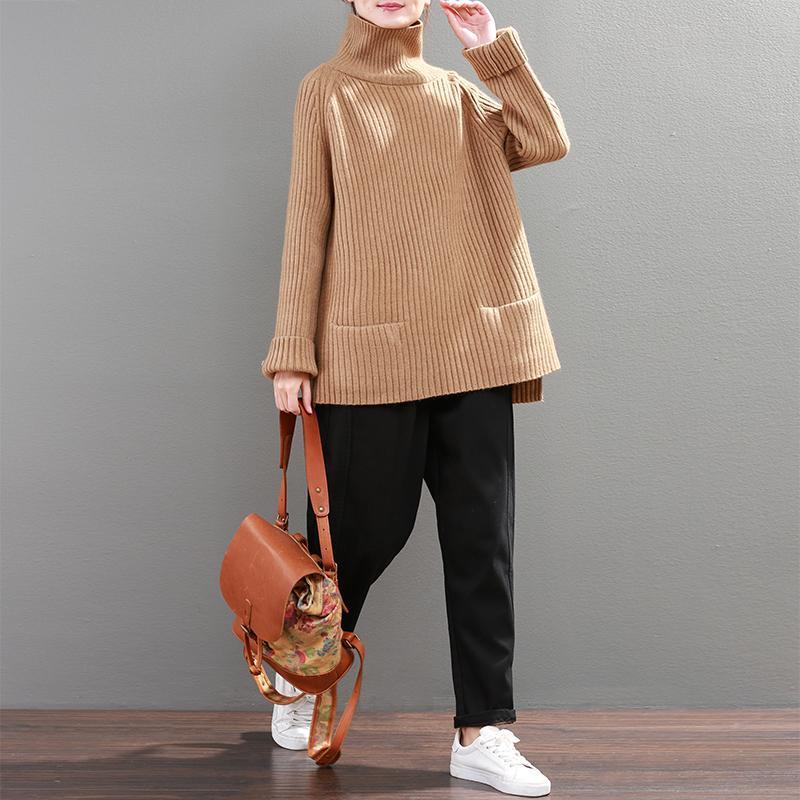 Color High Neck Sweater