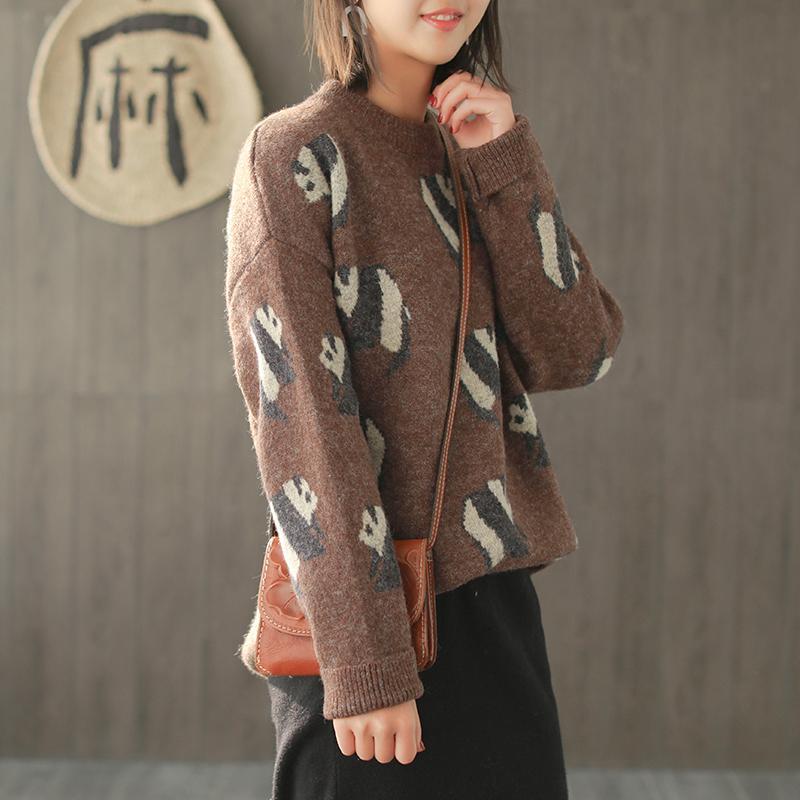 Loose Core Yarn Round Neck Sweater
