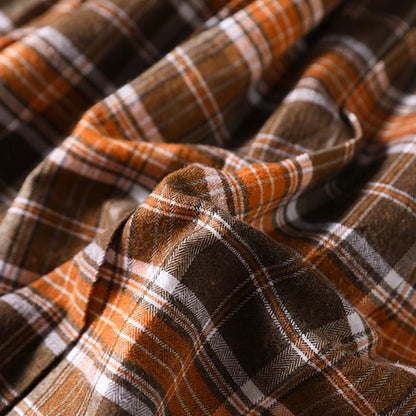 Plaid Pocket A-line Elastic Waist Skirt