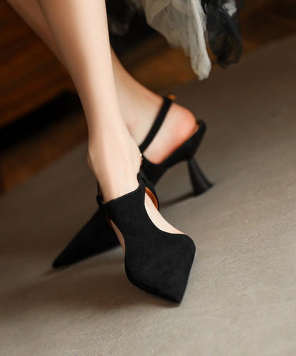 Green Sandals Stiletto Suede Splicing Buckle Strap
