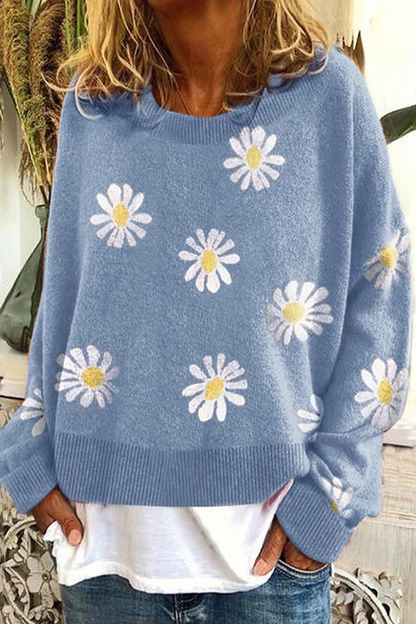 Round Neck Print Sweater
