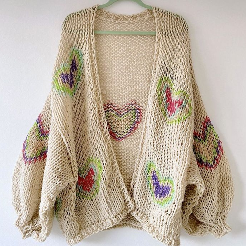 Women's Valentine Heart Button Down Cozy Sweater elevenforest