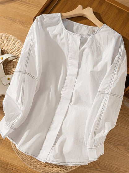 100% Natural Fabric Classic Commuter Loose All-match Shirt in Color