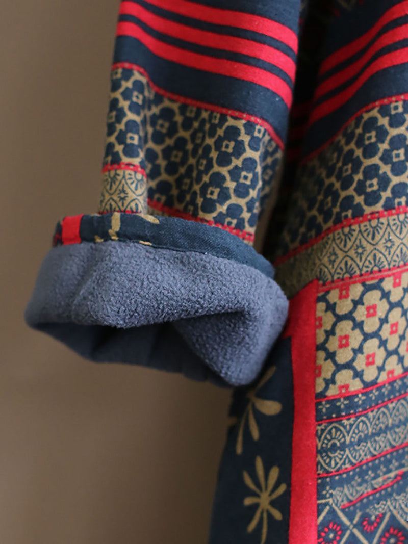 Winter Pocket Print Loose Dress