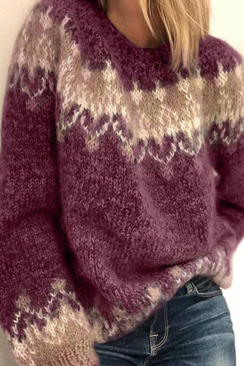 Loose Knitted Contrast Sweater