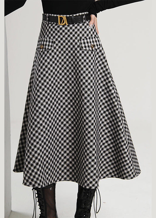 Plaid Pockets Patchwork Skirt Spring