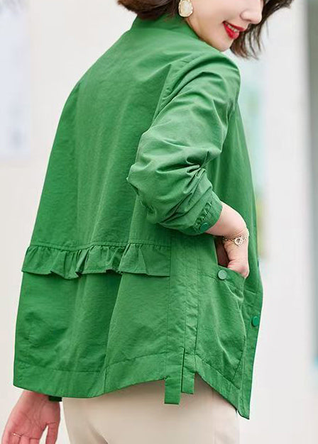 Tea Green Oversized Cotton Shirt Tops Spring