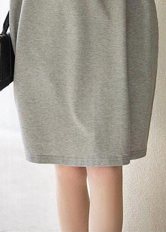 Black Peter Pan Collar Button Cotton Maxi Dresses Short Sleeve