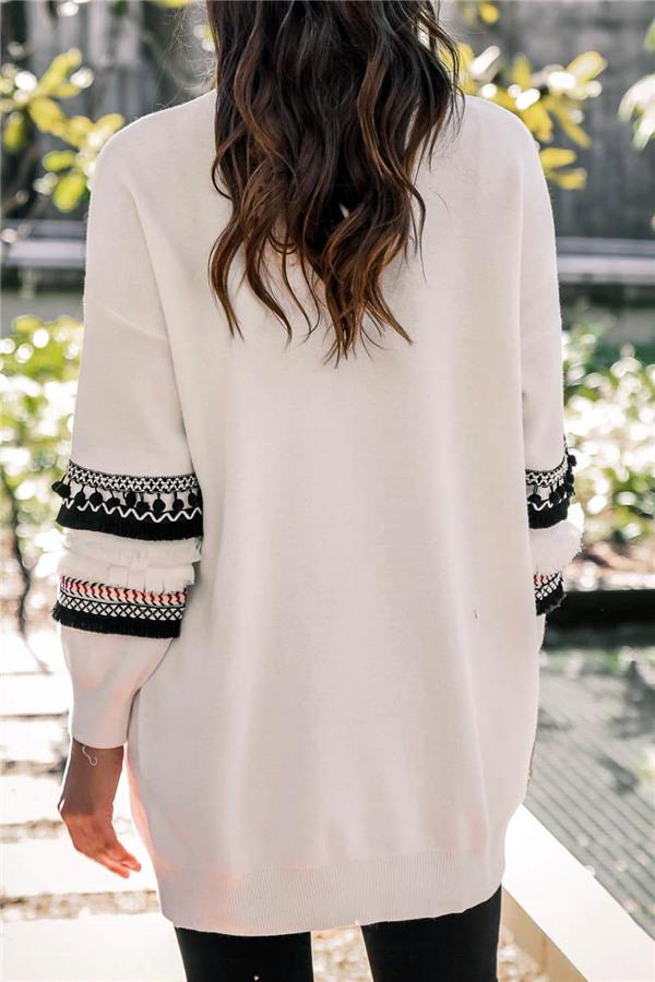 Cording Knitted Cardigan - Gray