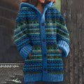 Vintage Color Block Jacquard Button Down Cozy Sweater elevenforest