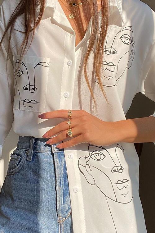Face Print Loose Shirt