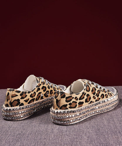Leopard Print Splicing Flat Shoes for Cotton Fabric