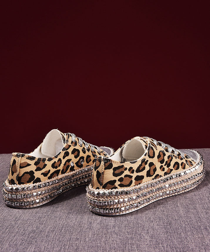 Leopard Print Splicing Flat Shoes for Cotton Fabric