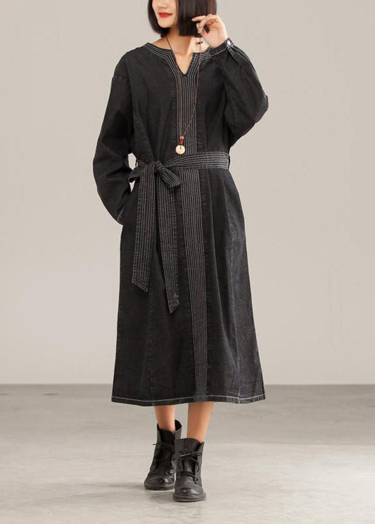 Modern Cotton Clothes for High Street Loose Long Sleeve Dress