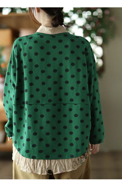 Polka-dot Print Top-paneled Cotton T-shirt