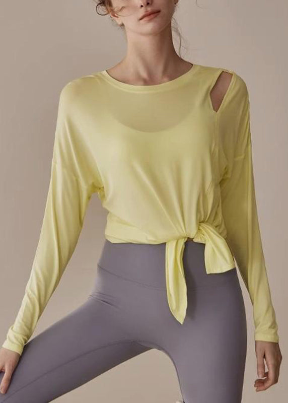 New Yellow Asymmetrical Side Open Yoga Tank Tops