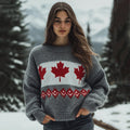 Women's Canada Maple Leaf Pattern Cozy Knit Sweater elevenforest