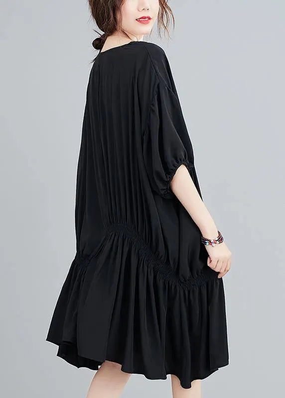 Diy O Neck Asymmetric Summer Dress for Black Dress