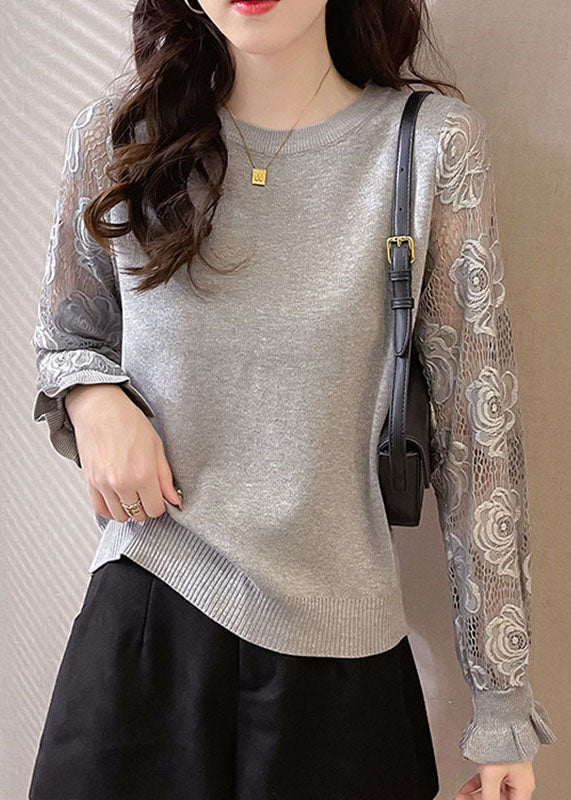 Diy Grey Lace Patchwork Top Fall
