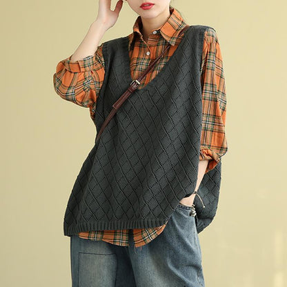 Retro Loose Knitted Sweater Vest